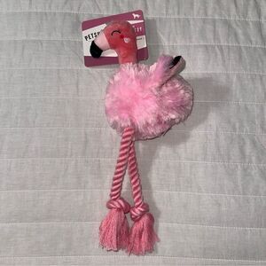PETSHOPPE Pink Flamingo Plush Rope Squeaky Sound Dog Toy